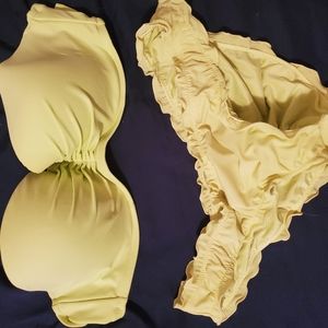 Vs strapless bikini 32dd top small bottoms
